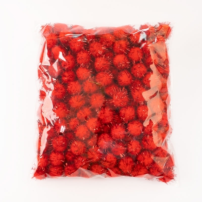 DIY handmade red pompoms