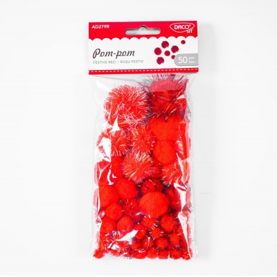 DIY handmade red pompoms for Christmas