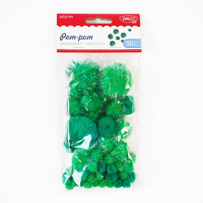 DIY handmade green pompoms for Christmas